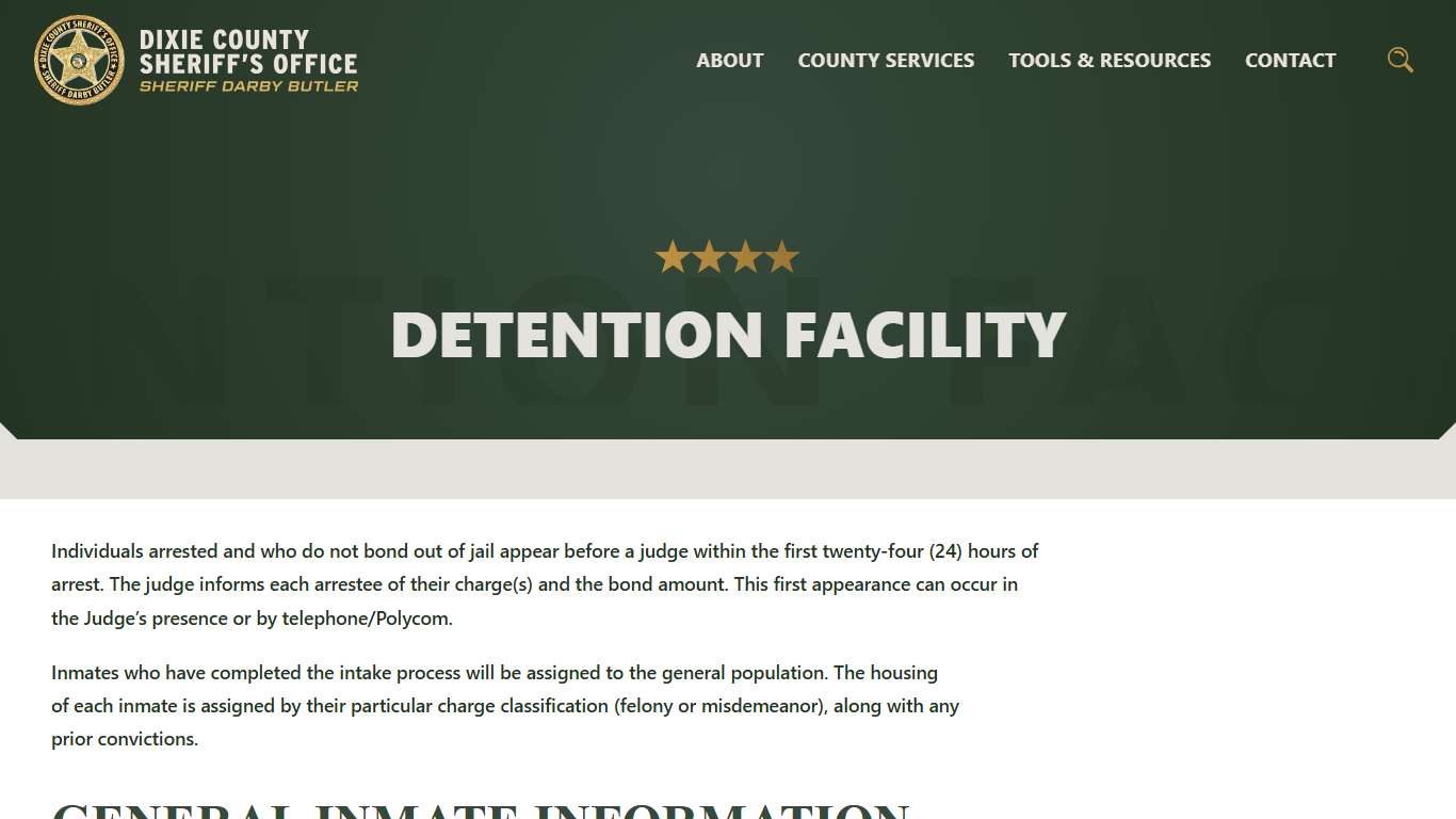Detention Facility | Dixie County Sheriff's Office